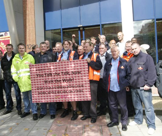 Post workers with a clear message for Unite leaders Woodley and Simpson