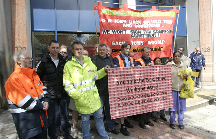 Striking postal workers lobby Unite headquarters to demand leaders Woodley and Simpson stop Unite organised managers
