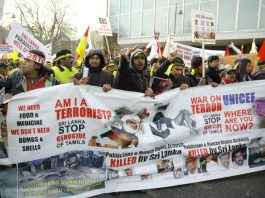London demonstration against the Sri Lankan Army’s attack on the Tamil population in Sri Lanka