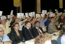 Delegates make sure that Prime Minister Brown knows how they feel about his government’s cuts policies