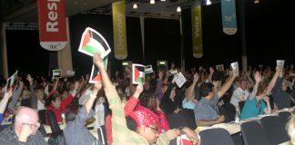 Delegates voting on Palestine at the TUC Congress in Liverpool