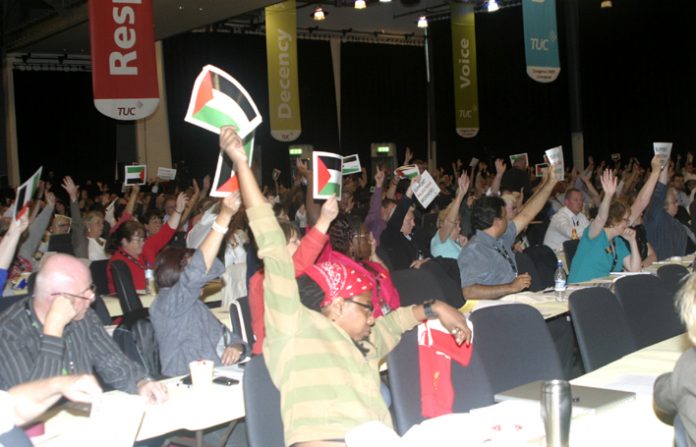 Delegates voting on Palestine at the TUC Congress in Liverpool