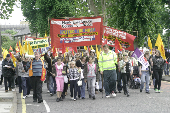 North East London Council of Action demonstration in Enfield demanding that Chase Farm Hospital be kept open