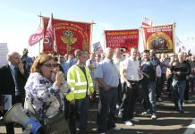 Postal workers lobbying the Labour Party Conference last month