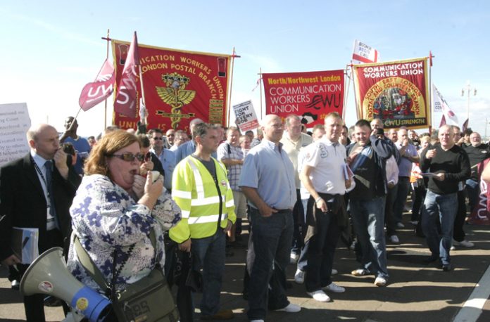 Postal workers lobbying the Labour Party Conference last month