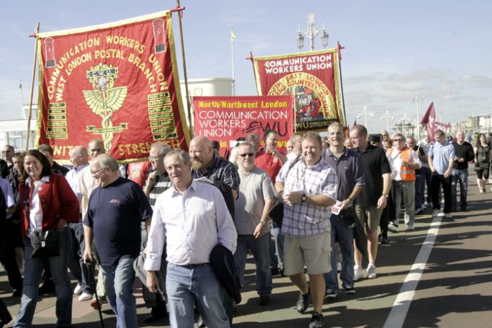 Post workers lobbying the Labour Party Conference last month demanding an end to job cuts and privatisation plans