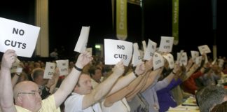 PCS delegates at TUC last month warn Brown ‘No Cuts’