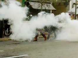 Greek Riot Police Attack Ship Repair Workers Greek riot police opening fire on the workers’ demonstration with tear gas