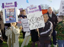 Protest in February 2007 against the closure of Whipps Cross Hospital