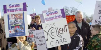 Protest in February 2007 against the closure of Whipps Cross Hospital