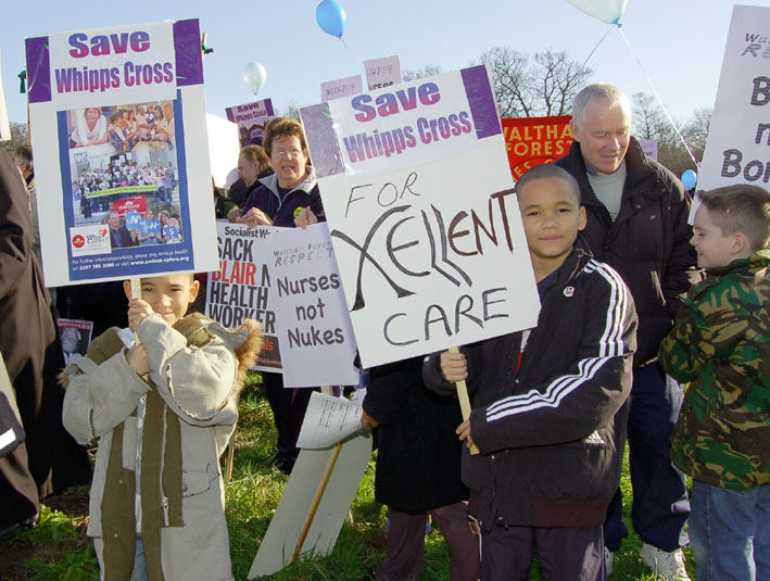 Protest in February 2007 against the closure of Whipps Cross Hospital