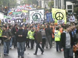 A section of last Saturday’s demonstration in London against the war on Afghanistan