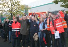 Strikers picketing the East London Mail Centre on October 22nd