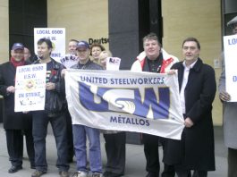 USW local 6500 members and supporters picketing the Deutsche Bank  Metals’ Conference in the City of London yesterday