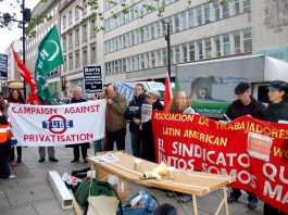 The Campaign Against Tube Privatisation and the Latin American Workers Movement joined the protest called by the rail union RMT