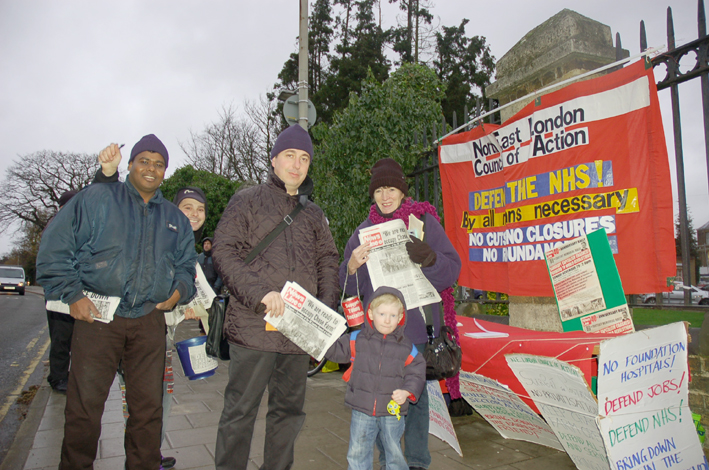 North Est London Council of Action picket of Chase farm Hospital yesterday morning