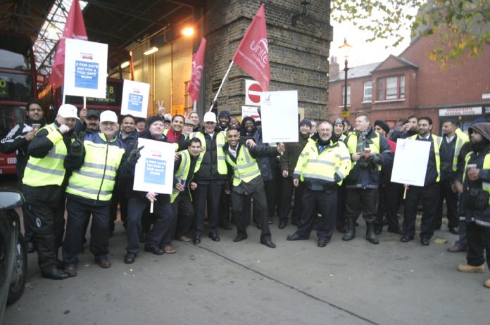 BUS drivers in East London are taking strike action today in their quest to win fair wages and a better pay deal from their employers, London transport company CT Plus. The strike follows a three-day strike at East London Bus group (pictured above). Today