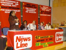 LUCETTE MANDARIN condemning the Labour government’s treatment of the Chagos Islanders from the speakers’ platform