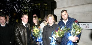 The Tomlinson family arriving for the vigil with solicitor JULES CAREY (left)