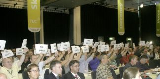 PCS delegation at the TUC Congress this year greeted Prime Minister Brown with the demand ‘No cuts’