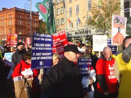 Section of the 100,000-strong march in Dublin on November 6th against the Irish government’s attacks on jobs and wages