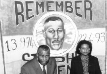 Mr & Mrs Lawrence, Stephen’s parents, at a press conference in February 1999, following the release of the Macpherson Report