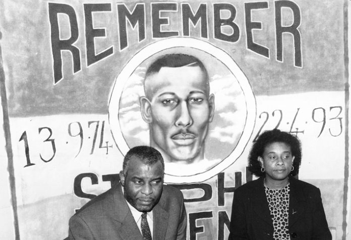 Mr & Mrs Lawrence, Stephen’s parents, at a press conference in February 1999, following the release of the Macpherson Report