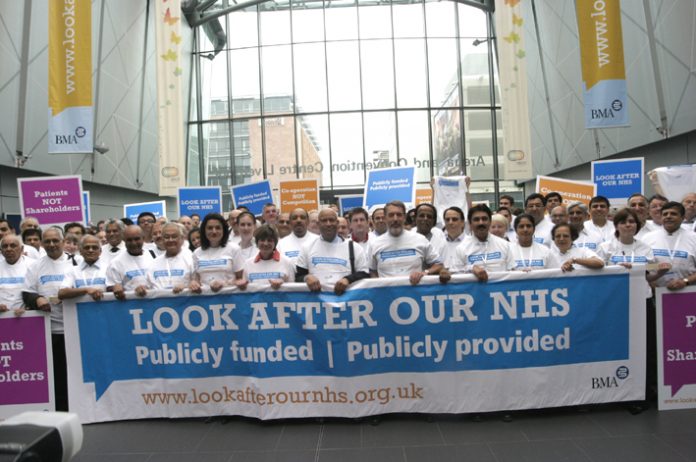 BMA delegates at their Annual Representation Meeting last June at the launch of the ‘Look After Our NHS’ campaign against privatisation