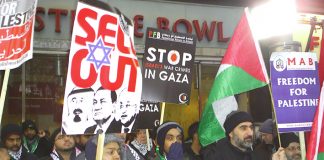 Vigil outsite the Israeli embassy on December 27 to mark the first anniversary of the Israeli attack on Gaza