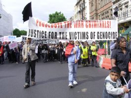Demonstrators in London on June 20 last year demanding that those responsible for war crimes against the Tamil peole be prosecuted