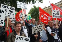 RMT members demonstrate in July 2007 against Tube privatisation