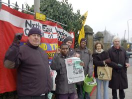 STAFF, PATIENTS AND VISITORS – determined to keep Chase Farm open Pickets at Chase Farm Hospital, confident of saving the hospital