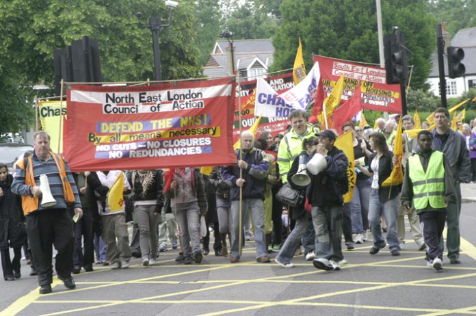 North East London Council of Action demonstration in Enfield last June demanding that Chase Farm Hospital be kept open