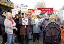 Demonstration in Tower Hamlets in January 2008 against the privatisation of GP surgeries