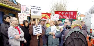 Demonstration in Tower Hamlets in January 2008 against the privatisation of GP surgeries