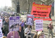 Marchers opposed to the occupation of Iraq demonstrate in March 2005