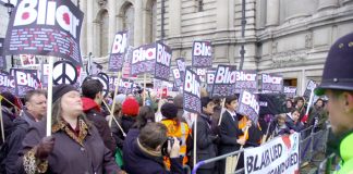 ‘Blair lied, thousands died’ said over 700 protesters outside the Chilcott Iraq Inquiry yesterday