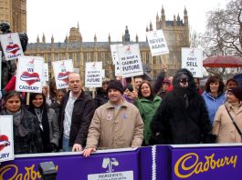 Cadbury workers lobbying Parliament, are prepared to occupy to defend their jobs