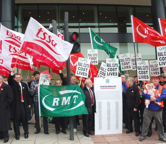RMT members emphasising cuts cost lives