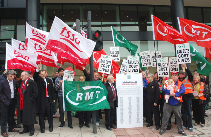 RMT members emphasising cuts cost lives