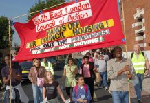 The South-East London Council of Action marching to defend tenants on Heygate and Aylesbury council estates