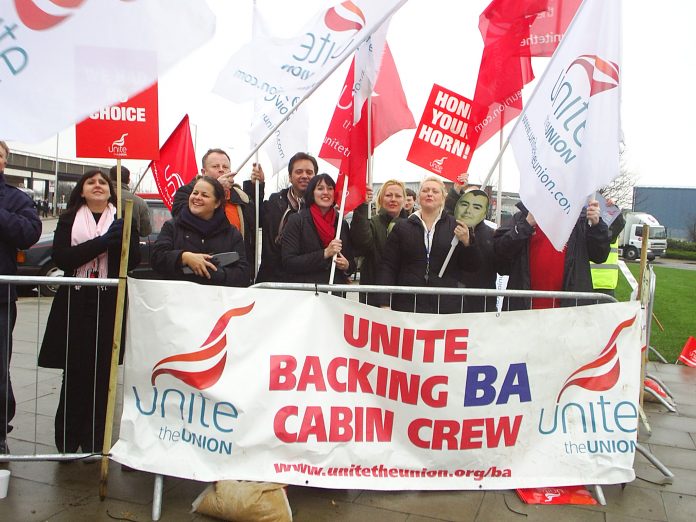 Cabin crew at Heathrow in high spirits during their recent strike action