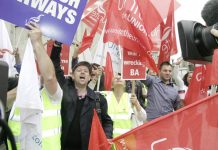 BA cabin crew outside the High Court last Friday, jubilant after hearing the court’s decision in favour of their strike ballot