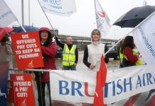 BA cabin crew pickets think that the whole airport must come out in support to win their dispute