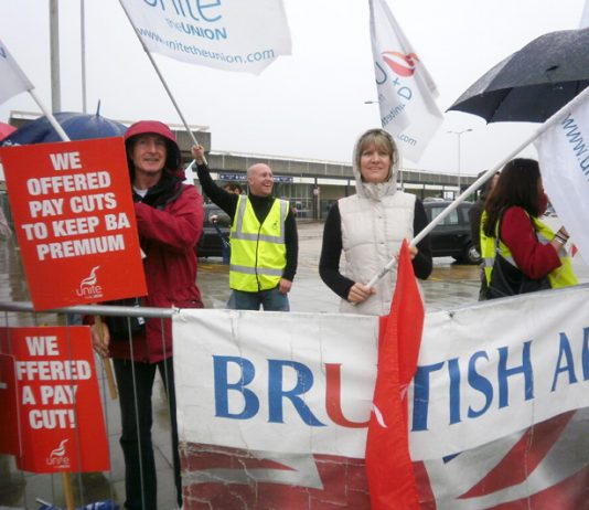 BA cabin crew pickets think that the whole airport must come out in support to win their dispute