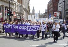 The ‘Defend the Welfare State’ march in London on April 11 with the central issue to the fore of stopping the privatisation of the NHS