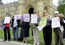 Anti-Academy campainers lobbying parliament last month