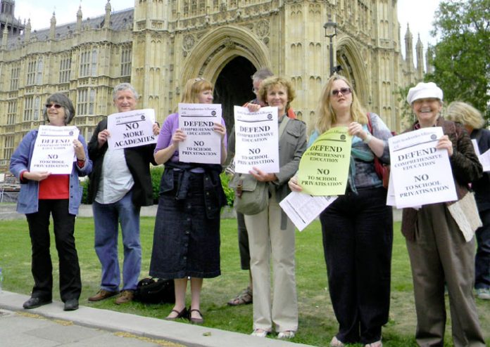 Anti-Academy campainers lobbying parliament last month