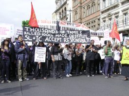 Demonstrartion in London in June last year after the Sri Lankan army war on the Tamil Tigers when 40,000 civilians were killed