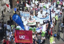 Marchers in London in April demanding an end to privatisation in the NHS